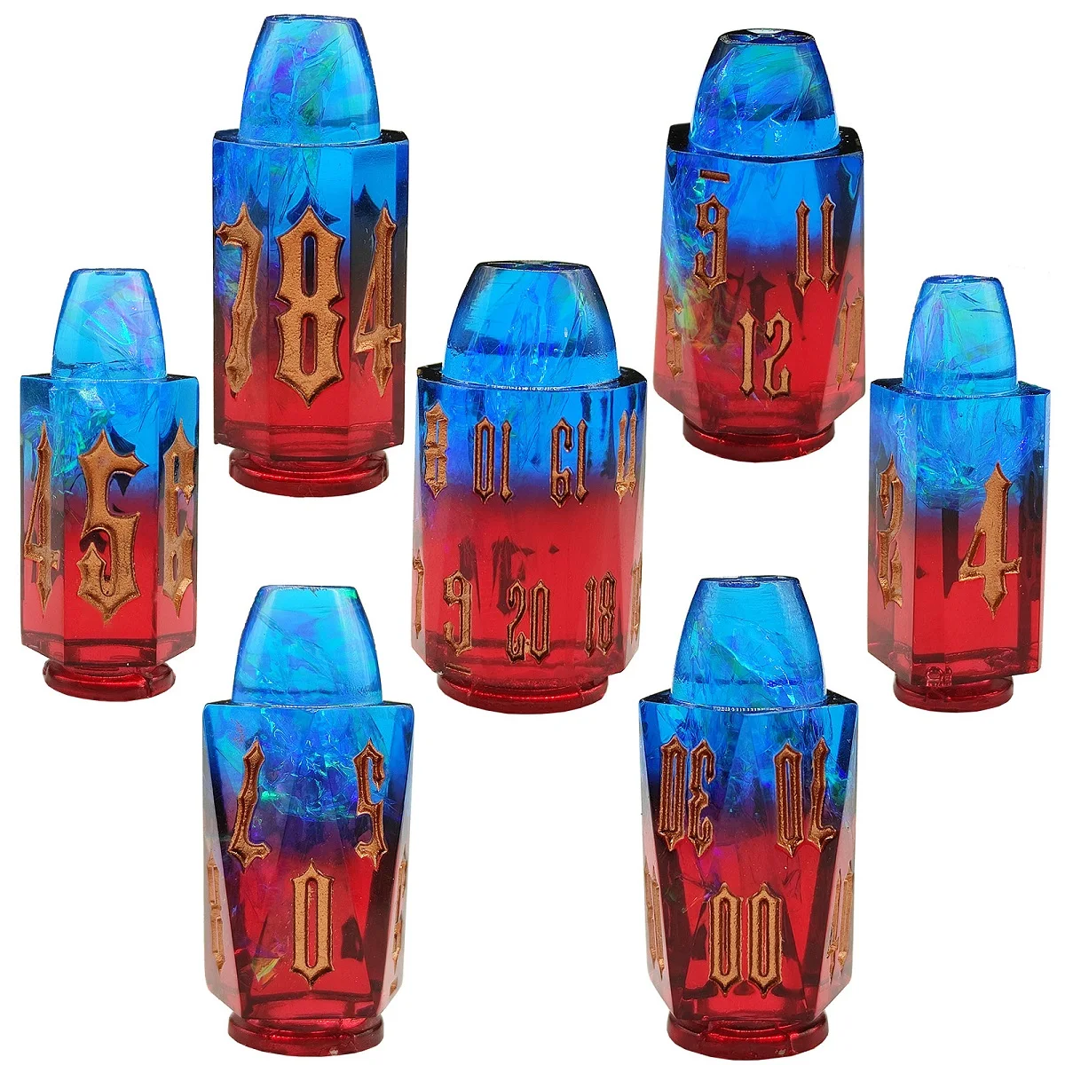 10 Available Colors Warhammer Cyberpunk Polyhedral Dice DND Bullet Resin Dice Set for Tabletop Game