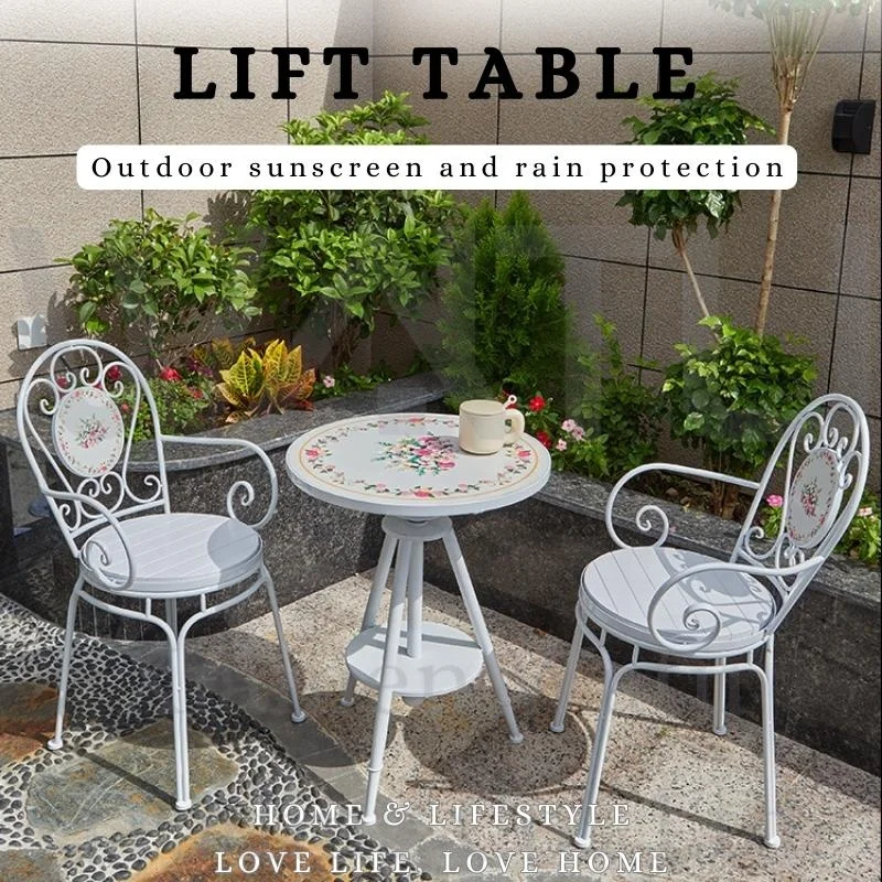 New flower pattern warm color grid creative combination Mosaic table and chair