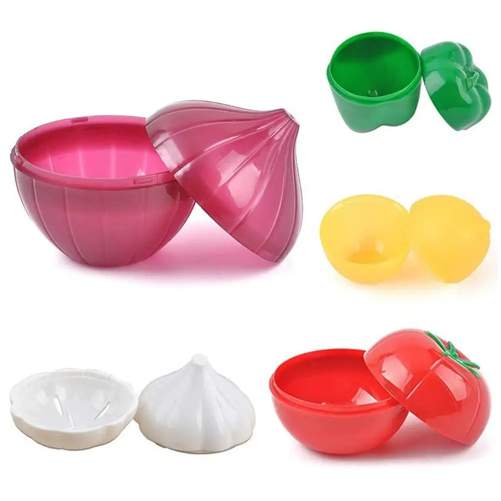 Plastic Keep Fresh Storage Box Fruit Shape Crisper Food Containers Onion Lemon Tomatoes Green Pepper Shaped