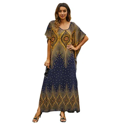 Spring and summer 2021 New Middle East loose robe and the printed long dress muslim dress women abaya dubai