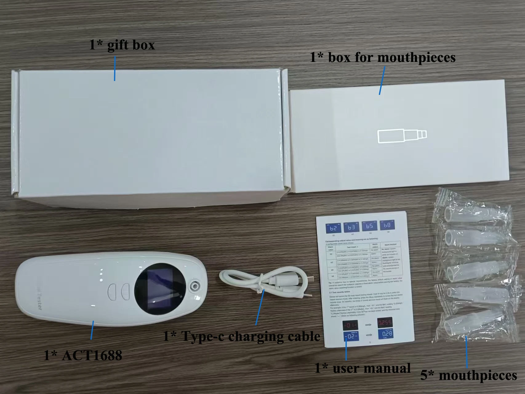 Rechargeable alcohol tester new breathalyzer polymer lithium battery alcohol tester Type-c charging alcohol gas analyzer