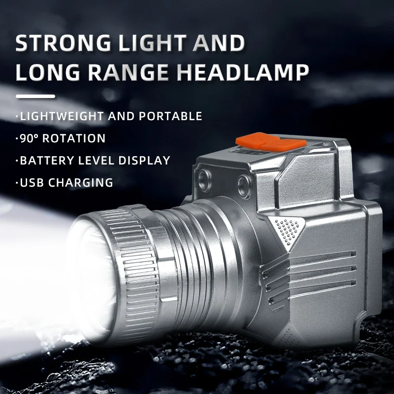 3W LED Rechargeable Headlamp Light weight plastic high light headlight