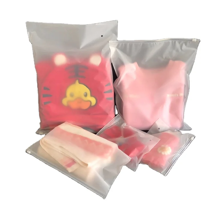 Custom printing custom garment zipper Clear frosted slider Biodegradable garment zipper bag with logo slider bag