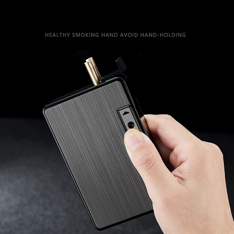 KY Customized 14pcs Cigarettes Pocket Rectangular Electric Charging Aluminium Cigarette Case with Lighter