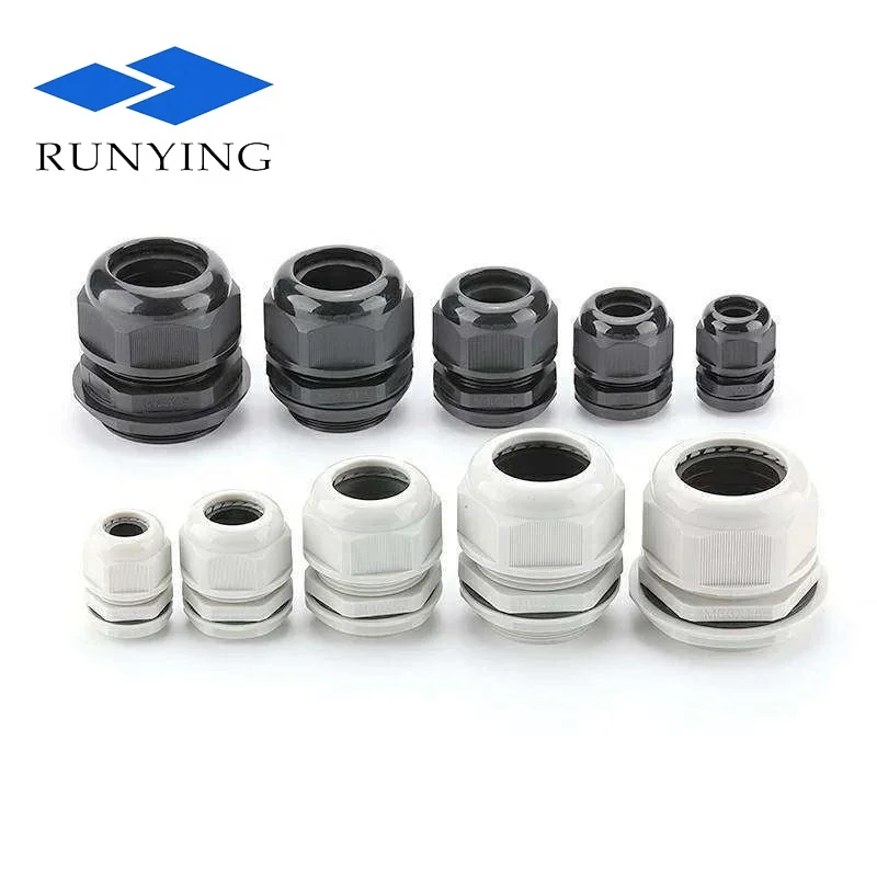 PG9 Cable Gland IP68 Waterproof Connector Electrical Black White Color Nylon PG13.5 Cable Gland