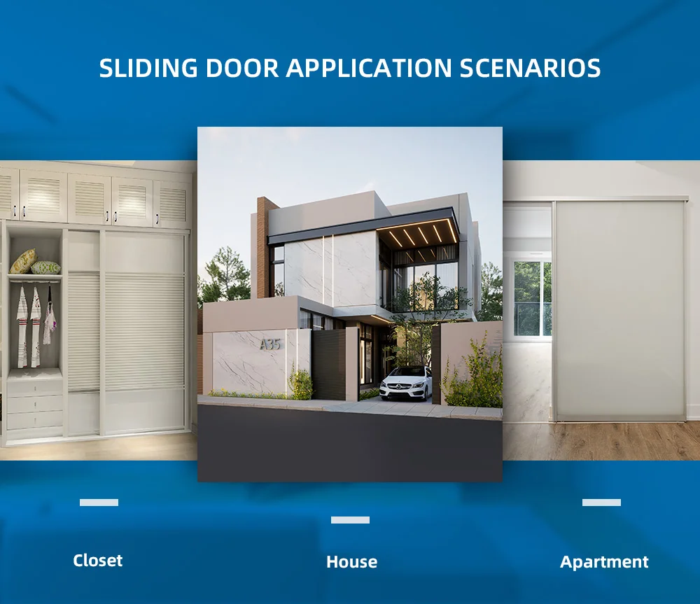 JUNAOBAO hardwares wooden sliding door rollers Aluminum Profile for house use