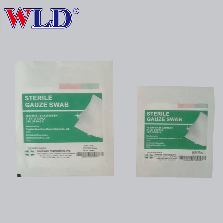 high quality medical sterile gauze swab 4x4 12-ply for sale