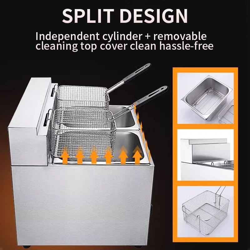 Commercial Double-Tank Electric Deep Oil Fryer Stainless steel chicken fryer