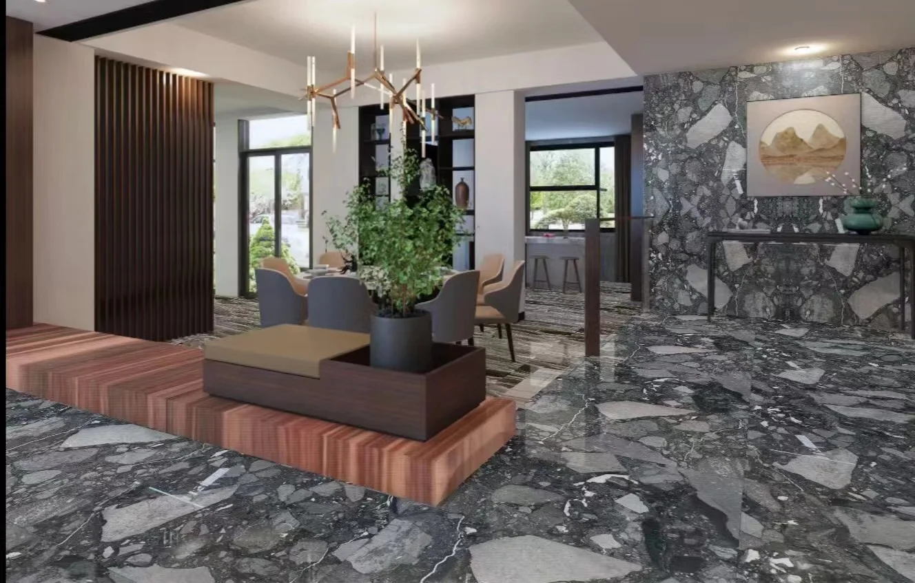 exclusive emperador marble tiles and stairs for  villa and hotels project from Foshan