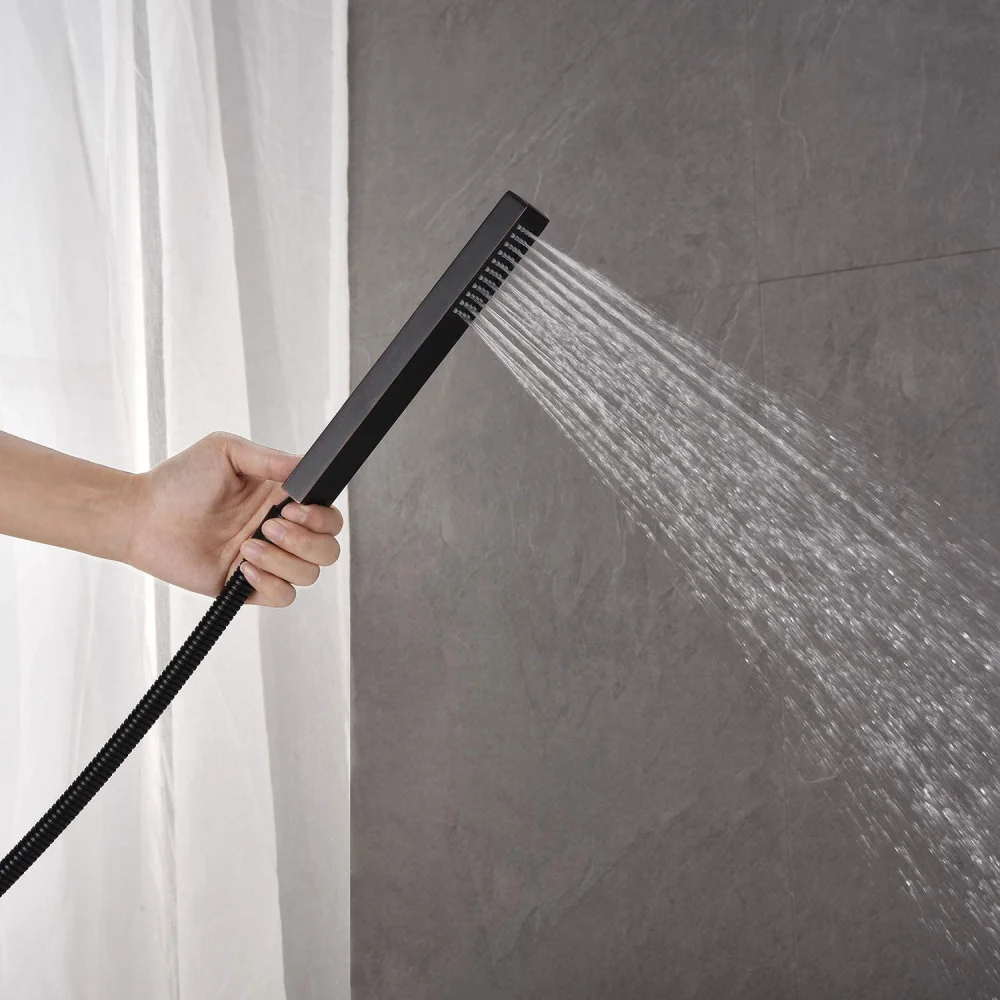 Matte Black Single Handle Floor Standing Bath Faucet Freestanding Bathtub Handheld Shower Set