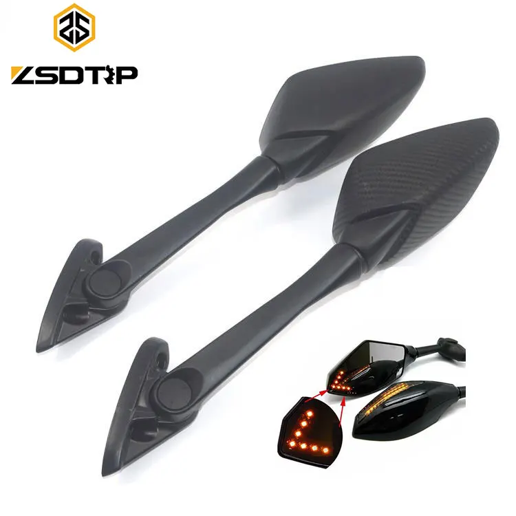 1 Pair Adjustable Black Motorcycle Rear View Side Mirrors with LED Turn Signal Light For CBR R15 R3