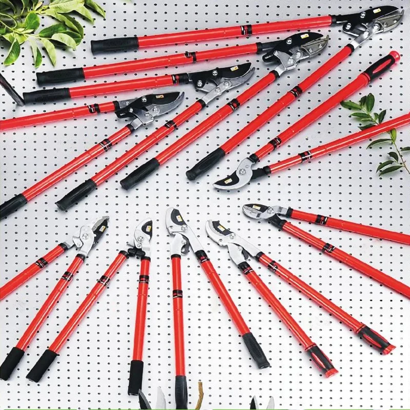 Stainless Steel Blade Garden Lopper and Hedge Shears Round Telescopic Steel Handle Pruner Pruning Tools Clipper Secateurs
