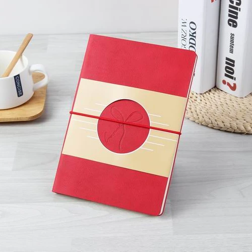 A5 grey PU travel notebook with elastic band