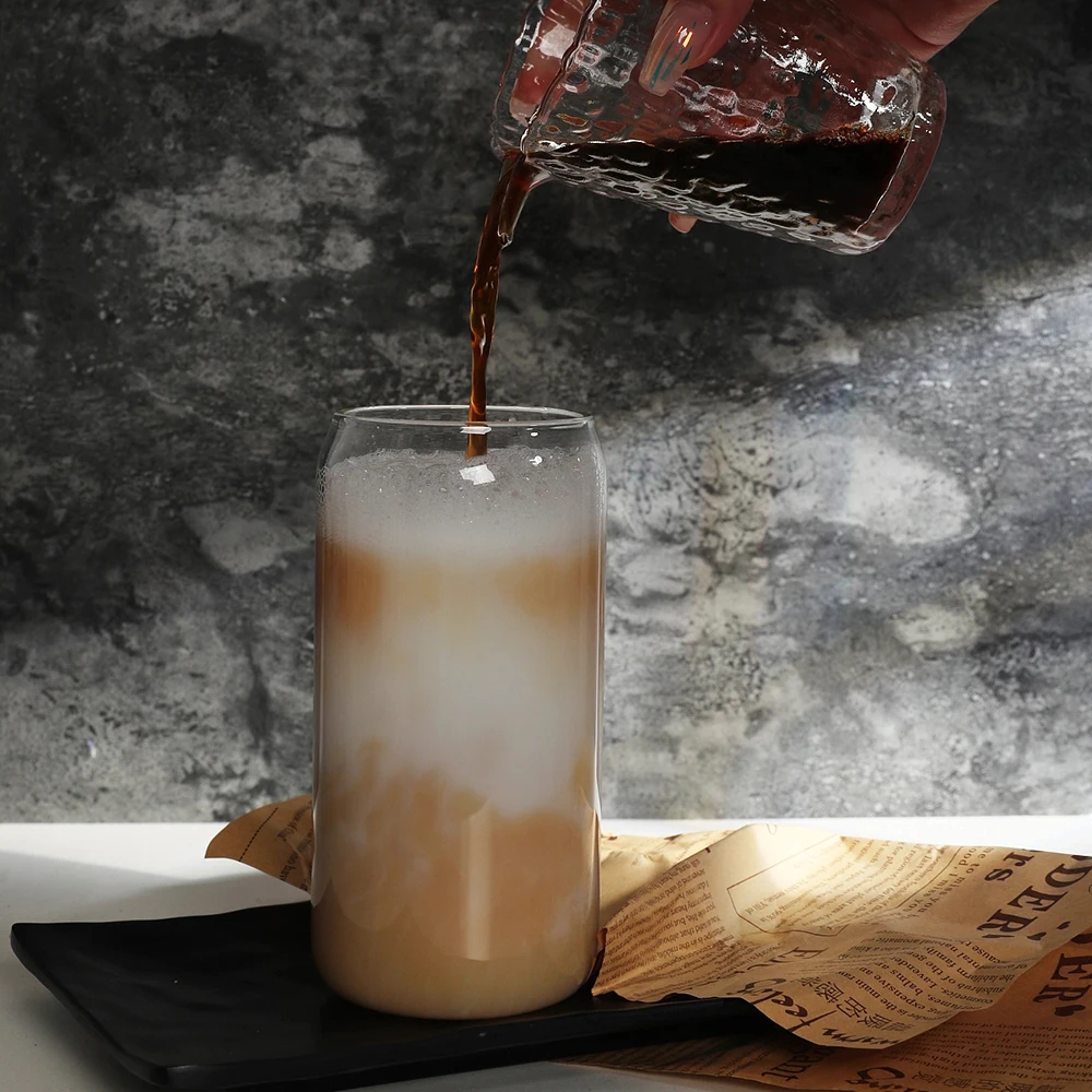 High borosilicate glass manufacturers coffee beer can custom clear mug drinking water tea coffee glass