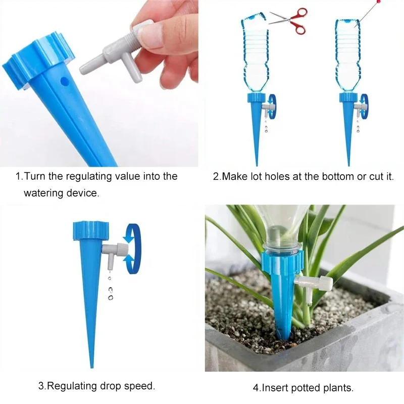 12Pcs Drip Irrigation System Plant Watering DIY Automatic Drip Water Spikes Taper Watering Plants Automatic Houseplant Watering