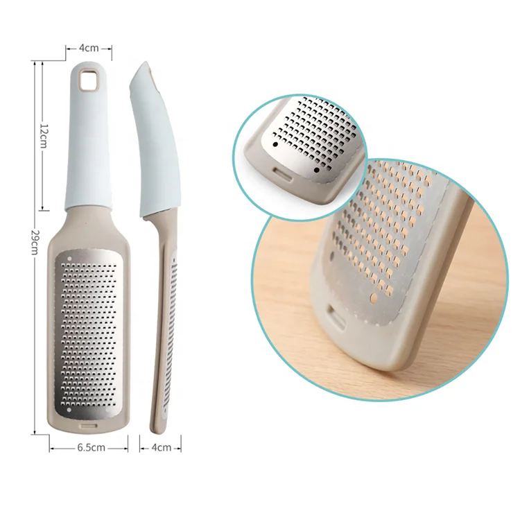 High quality kitchen accessories rubber handle manual stainless steel etched vegetable cheese grater