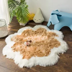 Faux fur rug fluffy ultra soft area rugs Flower shaped carpet