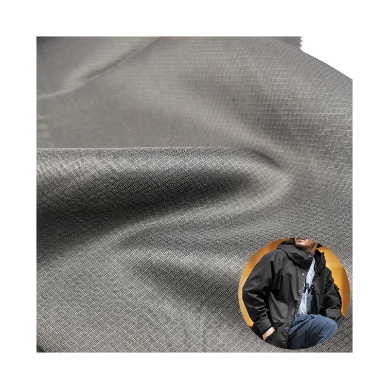pongee fabric 100% polyester Jacquard Pongee Diamond Ripstop Breathable Fabric Rhombus Grid Pongee fabric for jacket