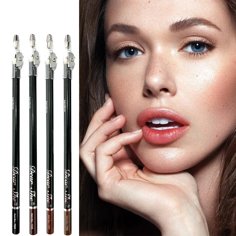 New Design Wholesale High Pigment Cosmetic Permanent Waterproof Eyebrow Pencil With Sharpener Natural Wood Eyebrow Pencil