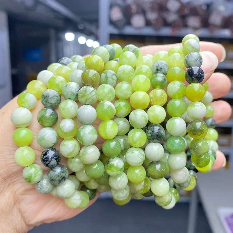 Natural AAA Certified Real Green Jade Nephrite Burma Bracelet Tianshan Emerald Green Crystal Beaded Bracelet Man Woman