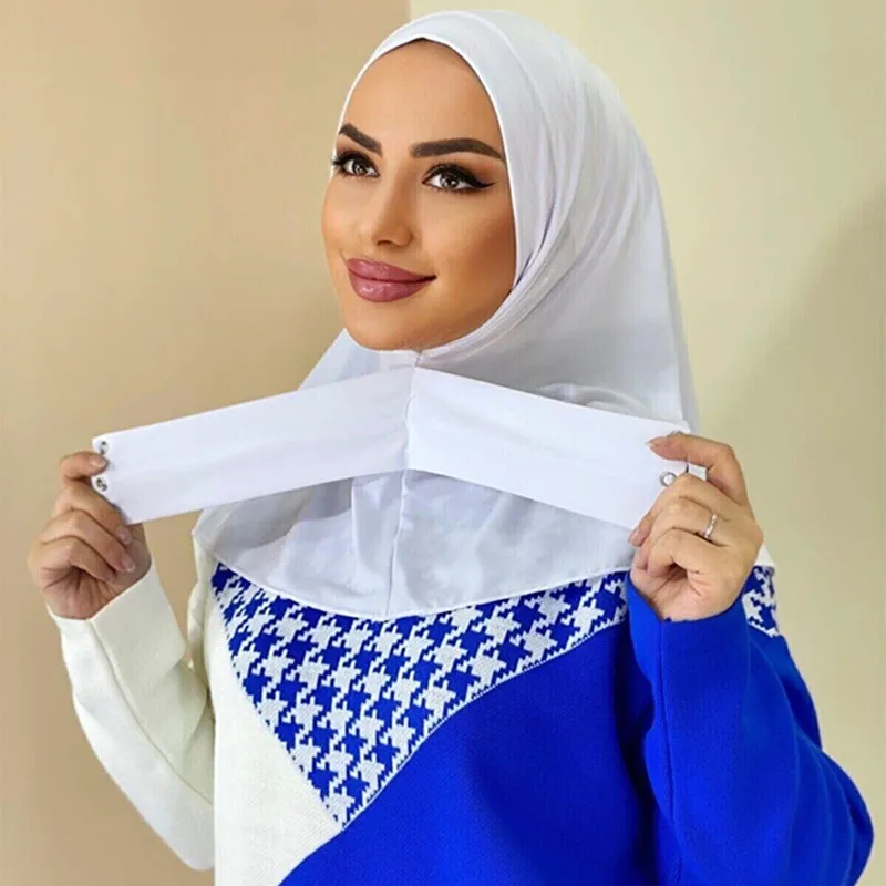 Wholesale 2022 Summer Plain Muslim Hijab Cap Hat Women Instant Scarf Hijab Tie
