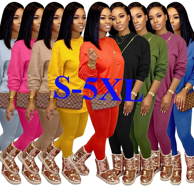 
2020 High Quality Professional Fashion Fall Winter Oversized 2 Plus Size Two Piece Set Women Clothing Plus Size Pants 