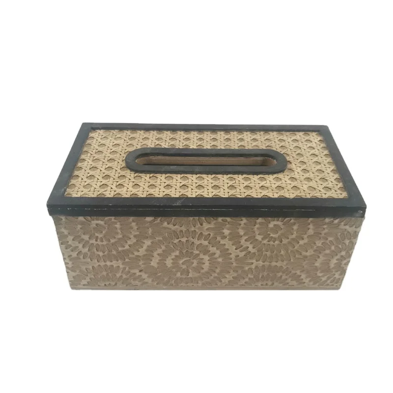 
Personalized custom retro Pattern Rattan Home car tissue box cover 
