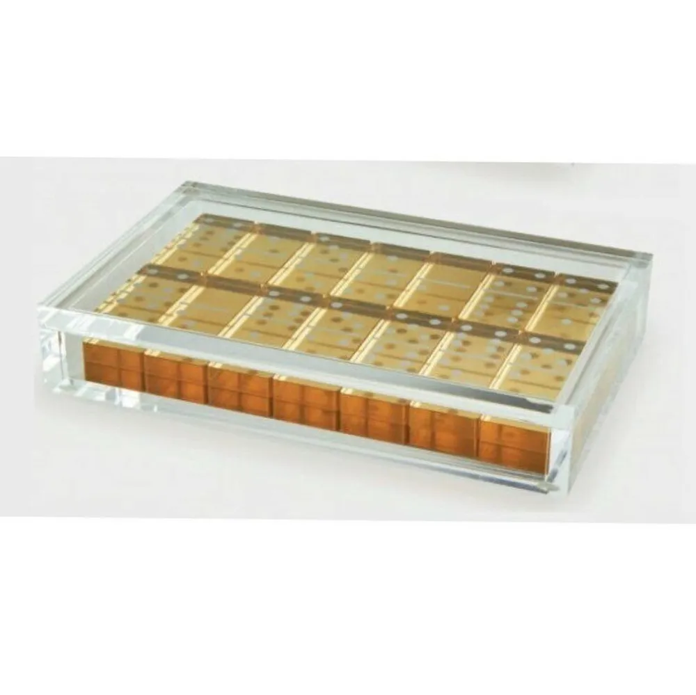 Luxe Gold Black Mexican Train Dominoes Gift Engraved Monogram Domino Set for Casino Table Games