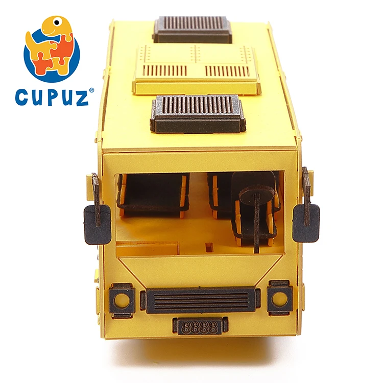 Customized bus 3D paper model laser cut puzzle jigsaw kids learning toy