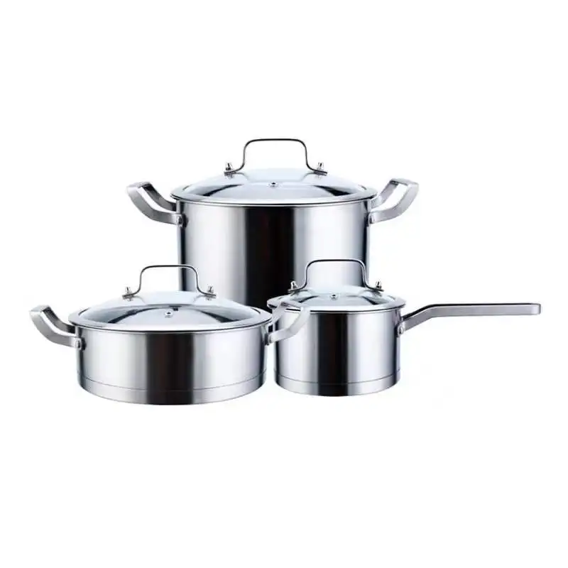 Hot Sale 3pcs Stainless Steel Induction Or Gas Kitchen Cooking Pot Cookware Set