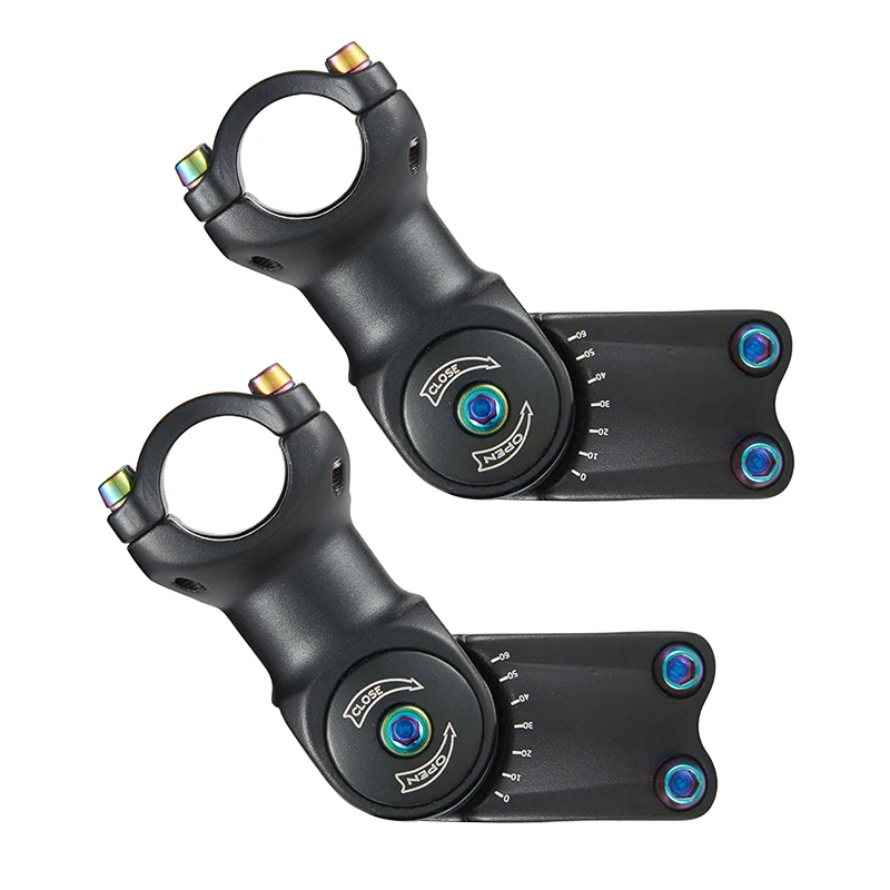 KRSEC Mtb Adjustable Stem CNC Alloy Bicycle Stem 60 Degrees 90/110mm 28.6*25.4/31.8mm Folding Road Bike Bicycle Adjustable Stem