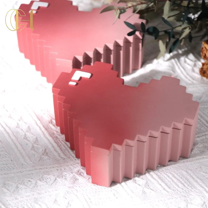 C&H Custom Vintage Design Hexagon Sharp Edge Debossed Logo Concrete Candle Jar with Custom Box