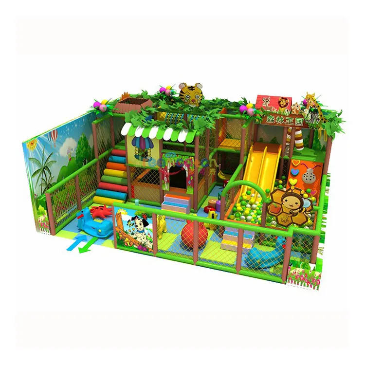 Commercial children ball pool slides soft play equipment jungle theme kids small indoor playground
