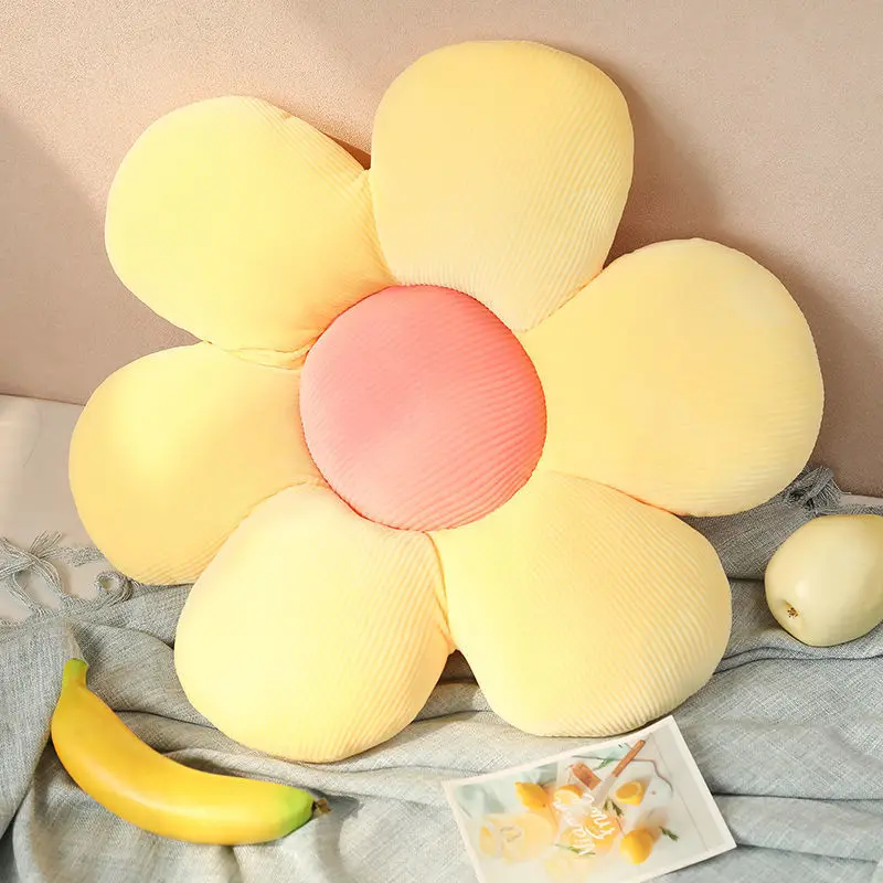 Beautiful Flower Pillow Stuffed Stretch Velvet PP Cotton Filling Tatami Petal Cushion for Office Car