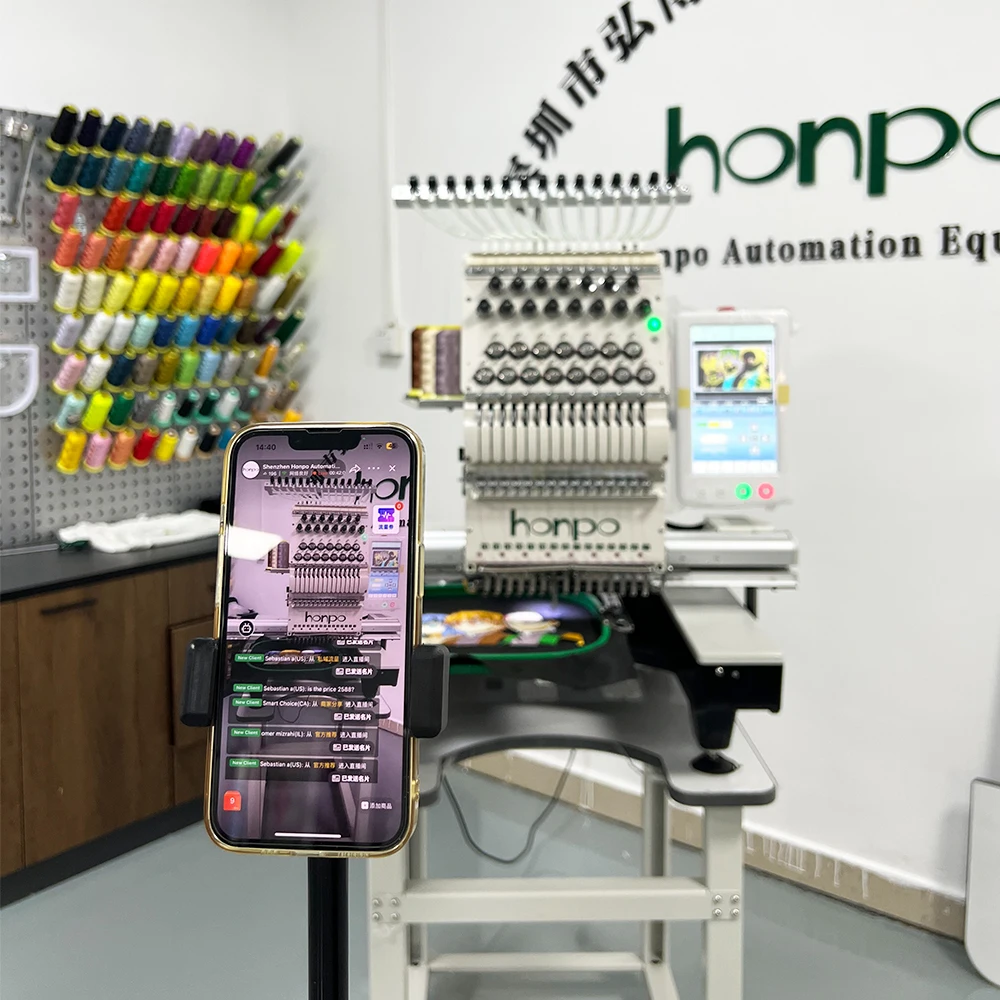 Хит продаж вышивальная машина honpo с одной головкой высокая скорость компьютеризированная для футболок сумки
