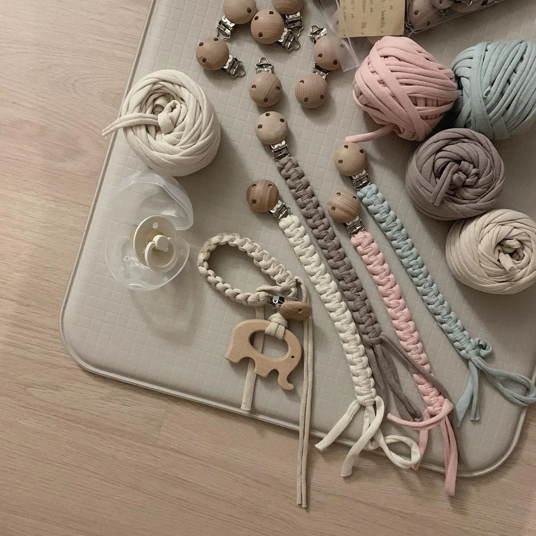 Cotton Macrame Pacifier Clips Chain Dummy Clip Pacifier Holder Nipple Soother Chain Infant Baby Feeding Baby Accessories