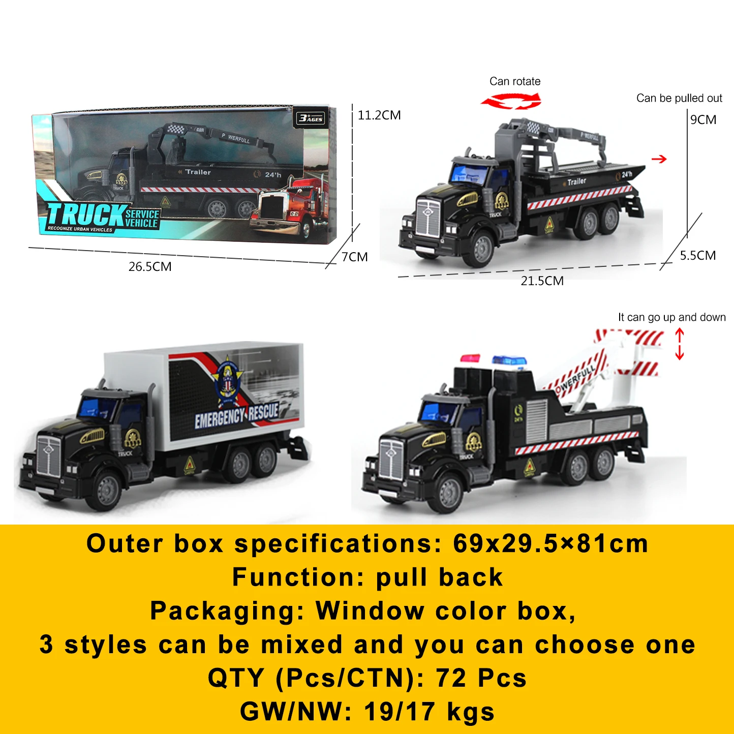 Wholesale Toys Alloy Rescue truck Vehicles Diecast Cars Trailer Toy wrecker tow trucks tractors trailer transport flatbed toys
