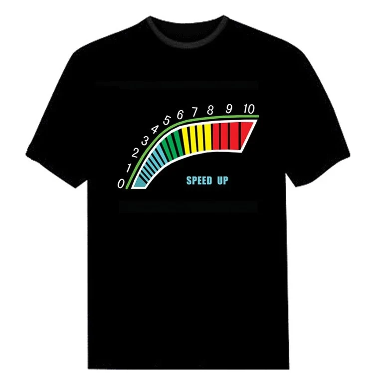 Футболка Оптовая Продажа индивидуальный собственный логотип в Китае 100% хлопок черный Активированный звук активная пользовательская светодиодная подсветка El Panel футболка