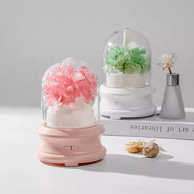 Hot New Product Eternal Flower Mini Rechargeable USB Ultrasonic Night Light Air Humidifier Diffuser