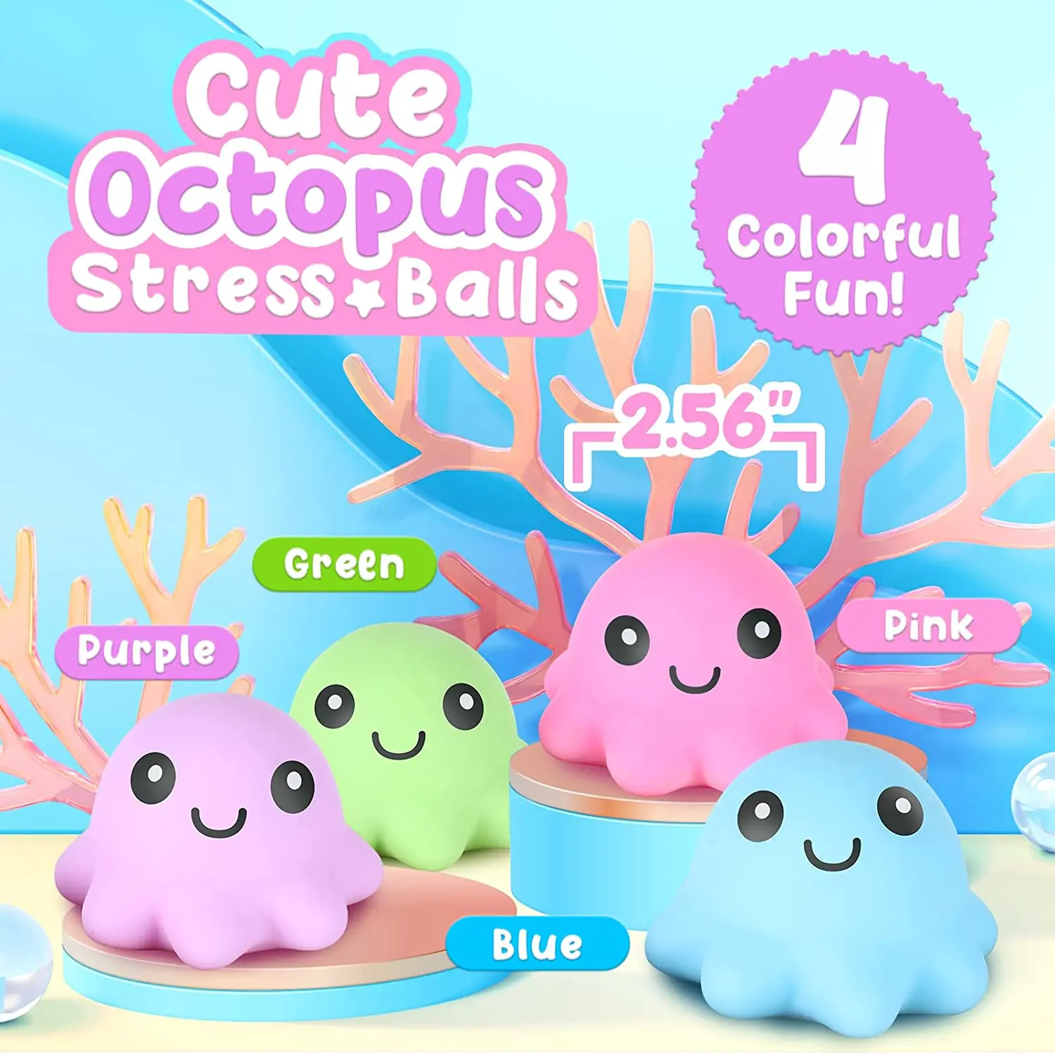 Hot selling cute animal fidget toys squeeze water bead stress balls with custom logo to be printed