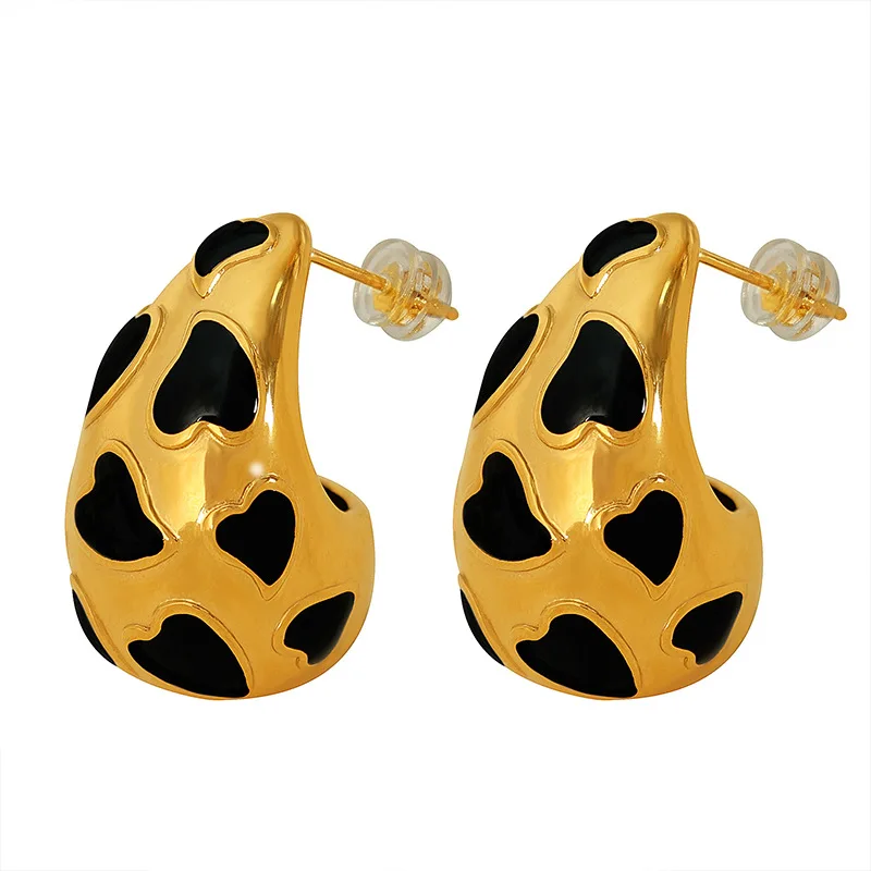 Fashion Water Drop Shaped Earrings Hollow Chunky Hypoallergenic 18k Gold Plated Stainless Steel Tear Drop Gold Earrings