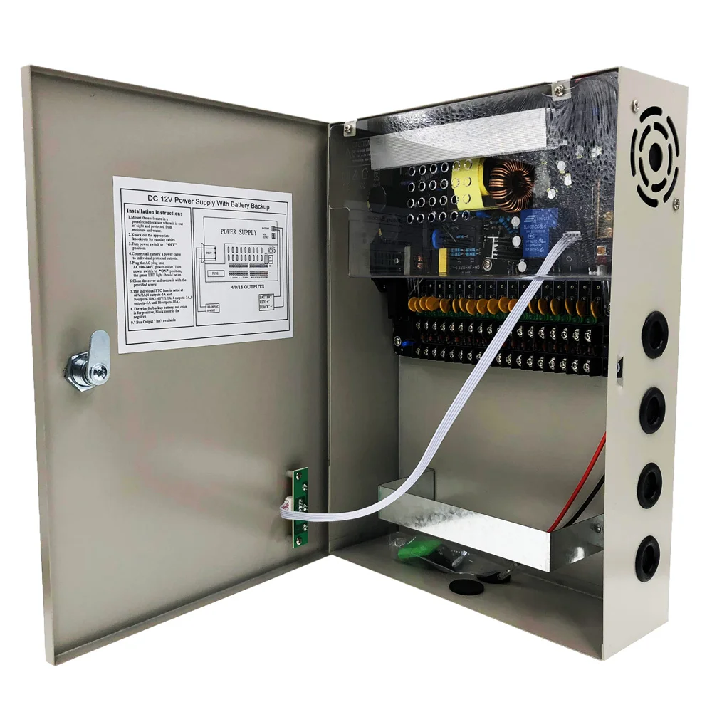 ups power supply 12v20a 18ch cctv power supply box with battery backup