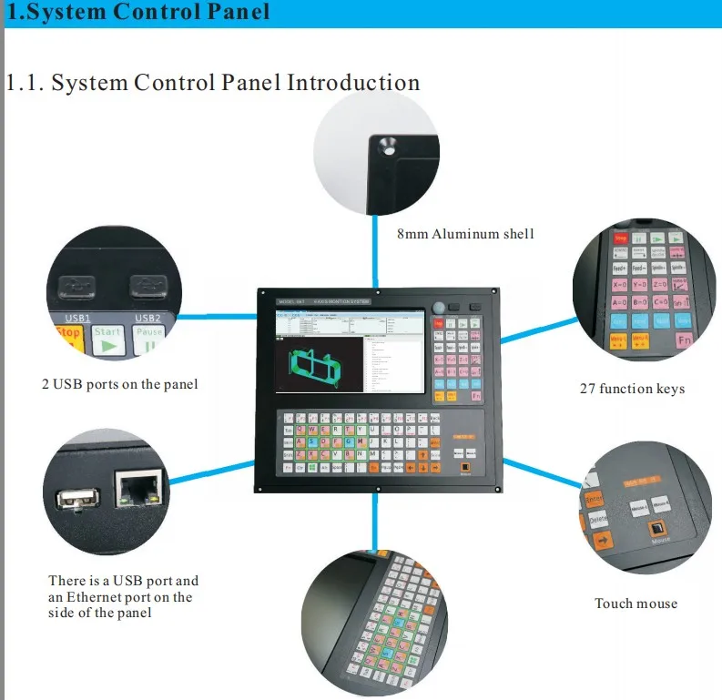 All in one machine MACH3 cnc control system panel with 6axis