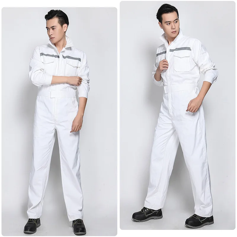 
New Design Long Sleeve White Uniform Coverall Cotton Reflective Worksuits Coverall Fire Retardant 