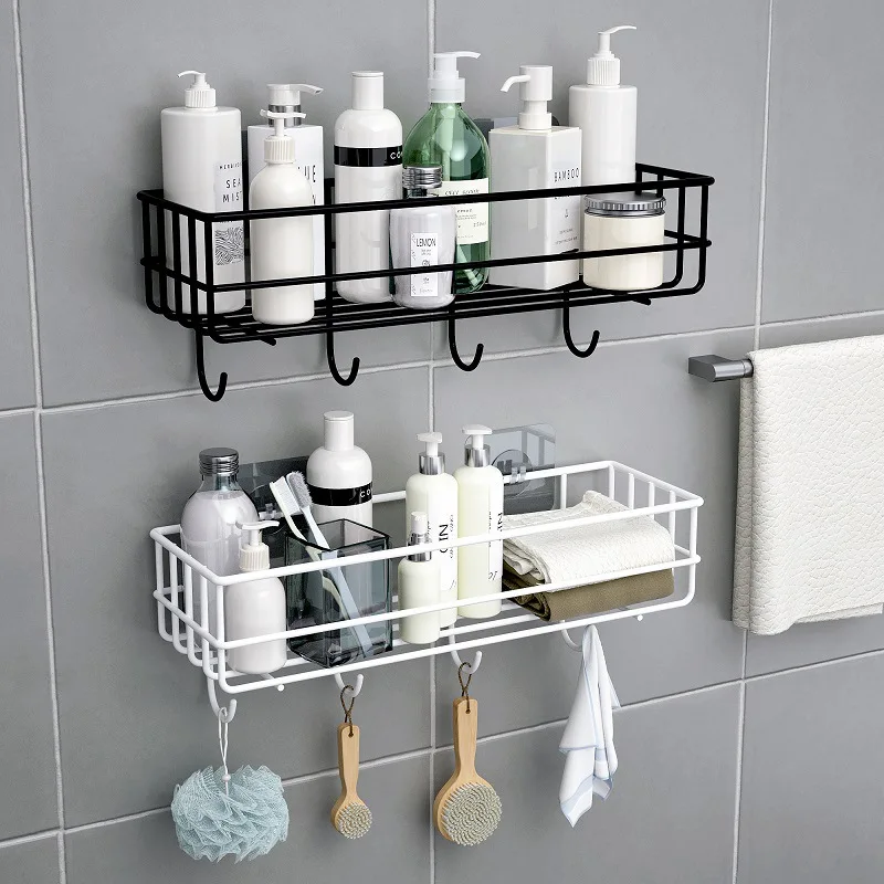 Iron Metal Corner Shelf Bathroom Organizer Shelves Shower Rack With Soap For Wall Mounted No Drilling Shower Caddy Storage