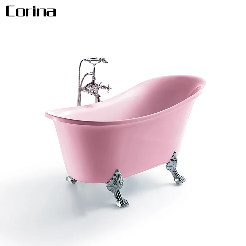 Enamelled Cast Iron Soaking Freestanding Bathroom Tub With Tap Hole