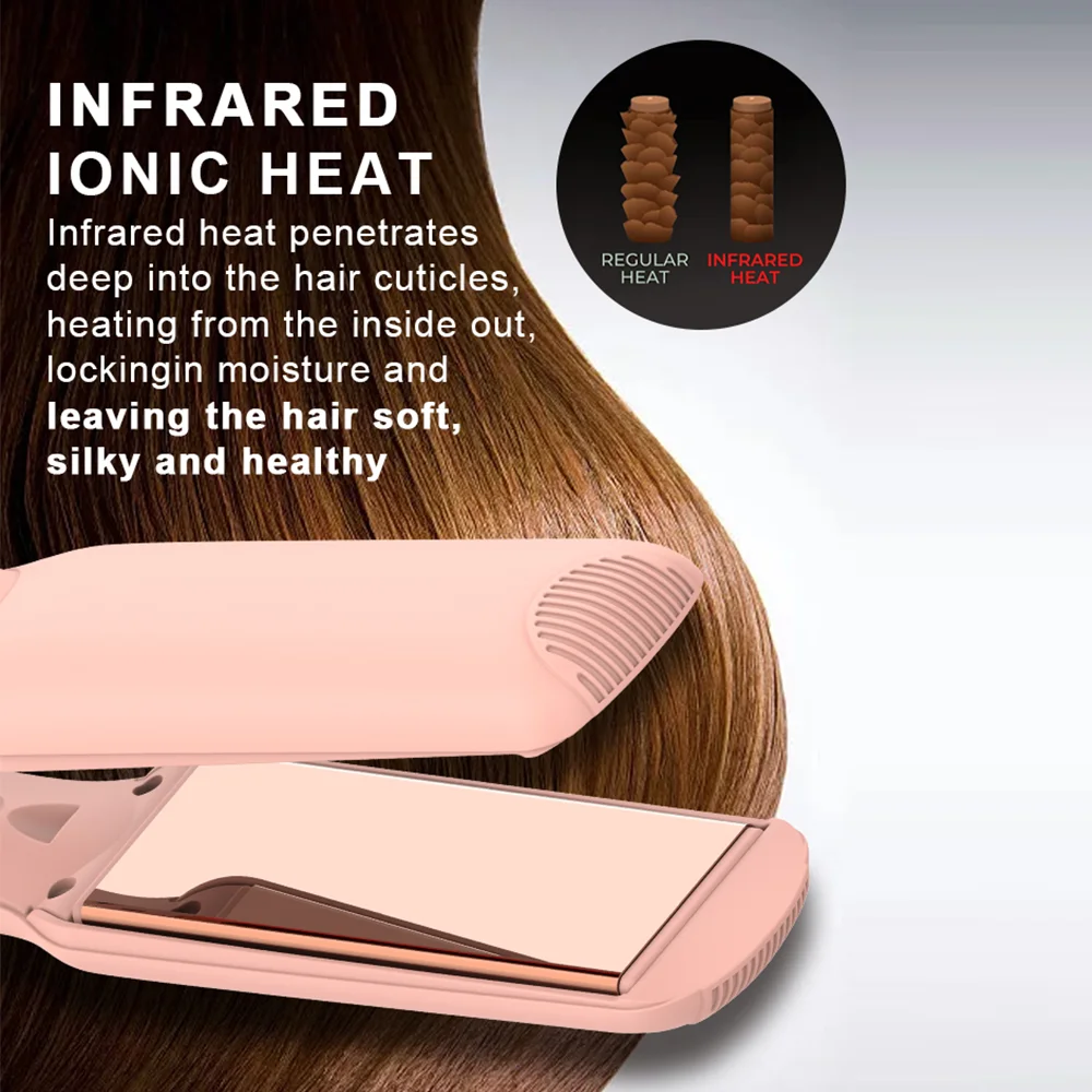 Portable Professional Hair Straightener Titanium Infrared MCH Flat Iron with Wide Plate Plancha De Cabello Straightening Hair