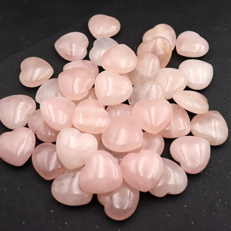 3CM Heart Statue Carved Decoration Stone Rose Quartz Healing Crystal Natural Stone Gift Room Ornament Decor