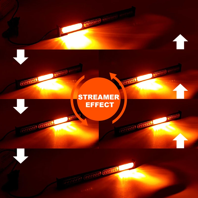 Wetech 24W Work Light Red Blue Amber White Strobe Light Bar for Car 4x4 Road Tractor Trailer SUV led Headlights