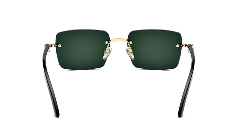 2024 Rhinestone Square Sunglasses Luxury  Fashion Men Rimless Glass Shade Eyewear Buffalo Horn Diamond Carter Sun Glasses 10070